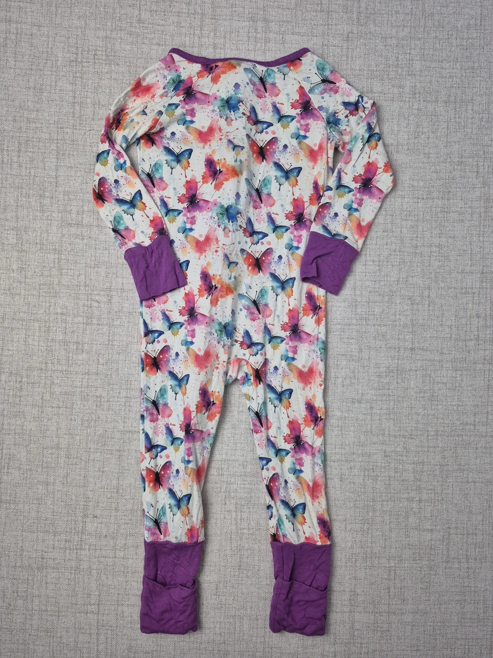 Bamboo Watercolor Butterfly Zip One Piece Romper Pajamas 18-24M